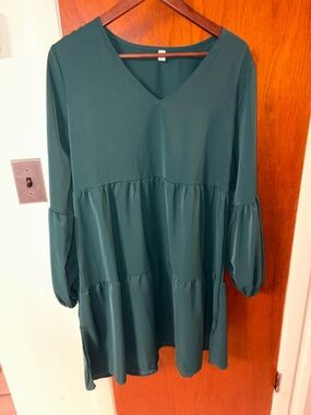 Sherosa Forest Green V-Neck Dress